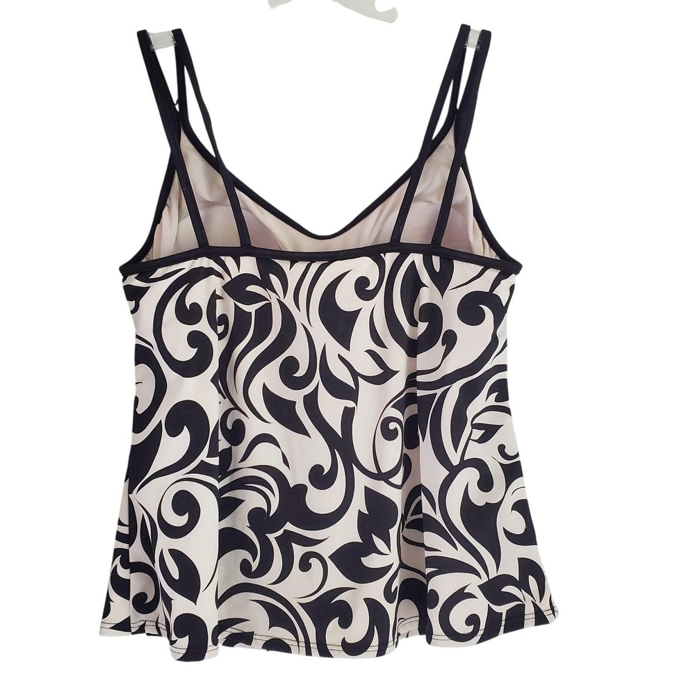 Miraclesuit Tankini Top Womens 16 Black White Floral Padded Bra Tummy Control - Picture 4 of 7